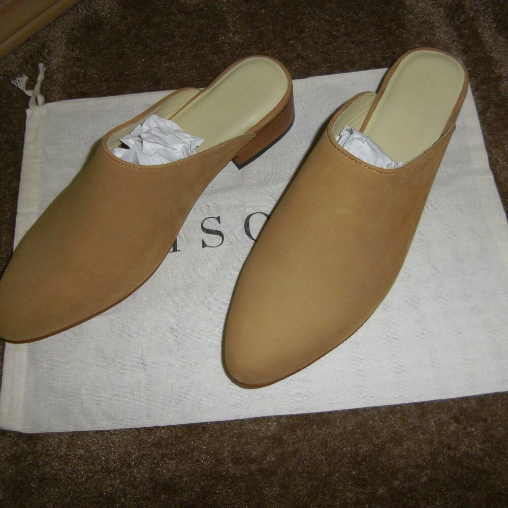NISOLO Mariella Tan Leather Suede Mules sz 9,5 New